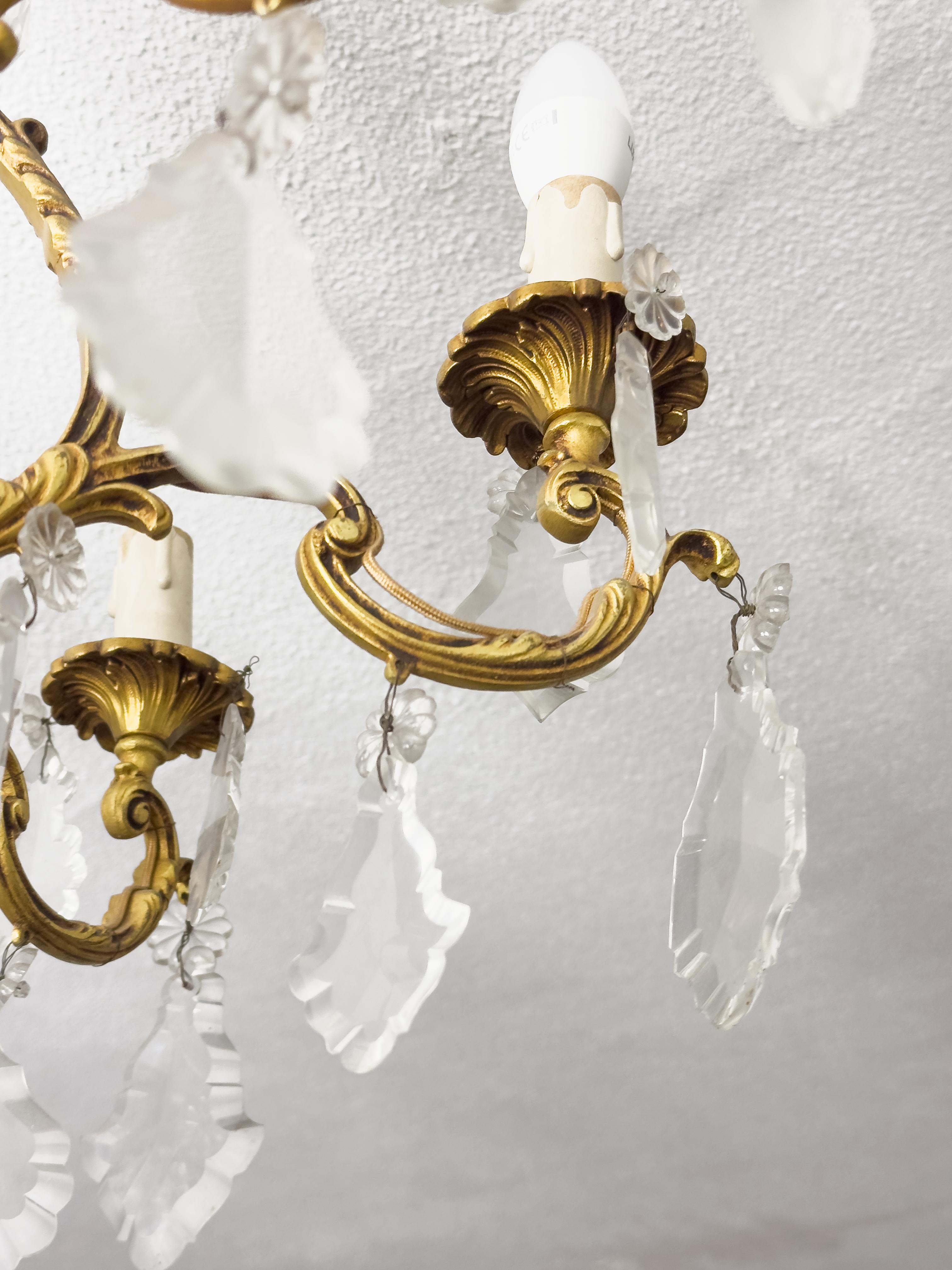 Lustre à six branches en cristal Louis XV, 19e siècle en vente 1
