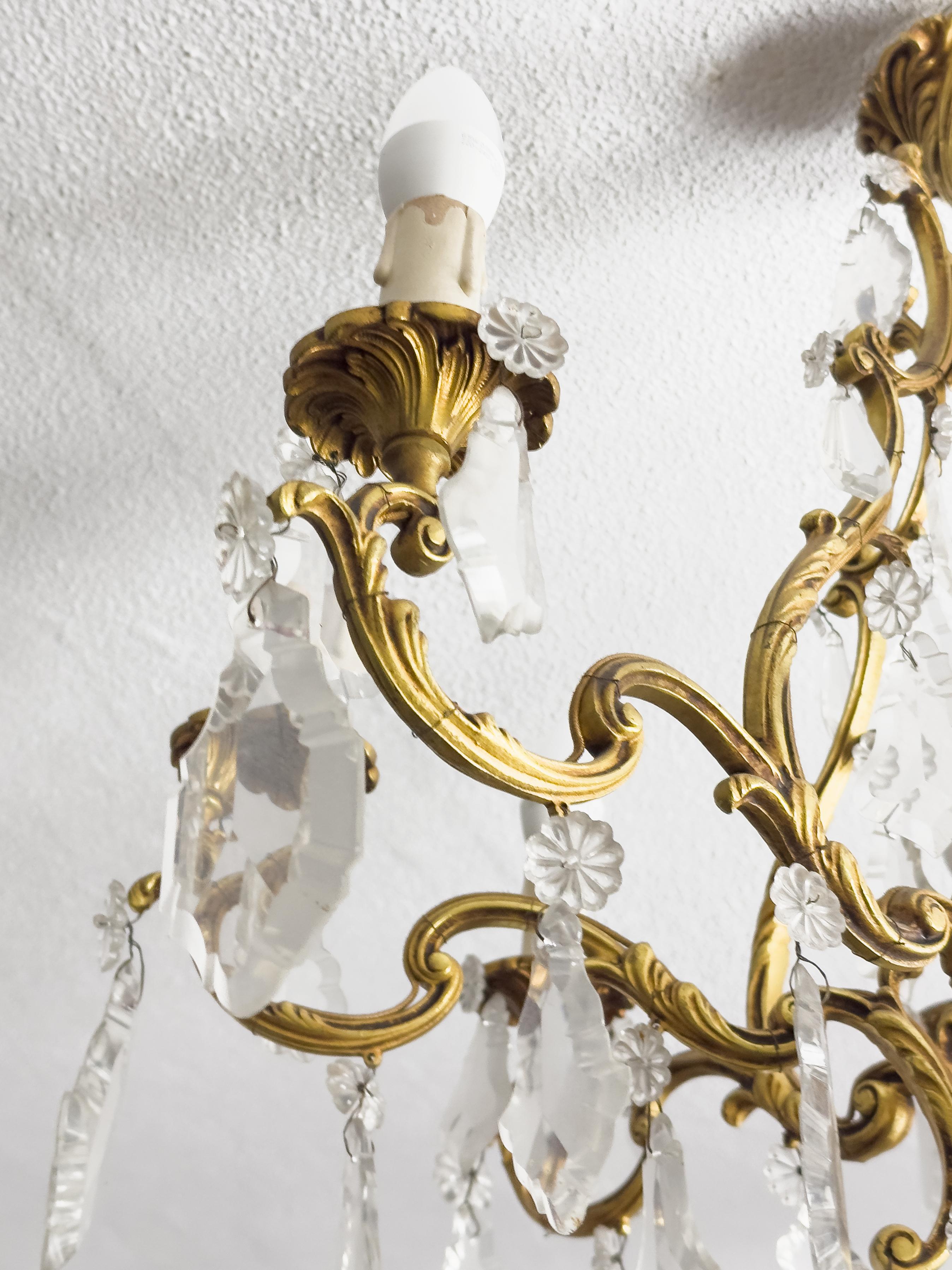 Lustre à six branches en cristal Louis XV, 19e siècle en vente 3