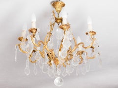 Six Holder Crystal Ormolu chandelier Louis XV, 19th Century