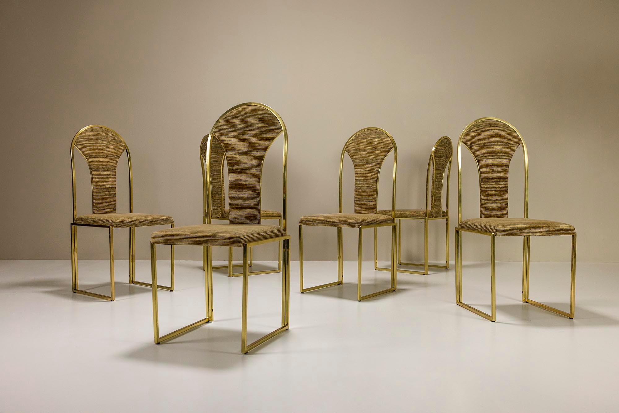 Belge Six chaises de salle à manger Hollywood Regency fabriquées par Belgo Chrom, Belgique, années 1970 en vente