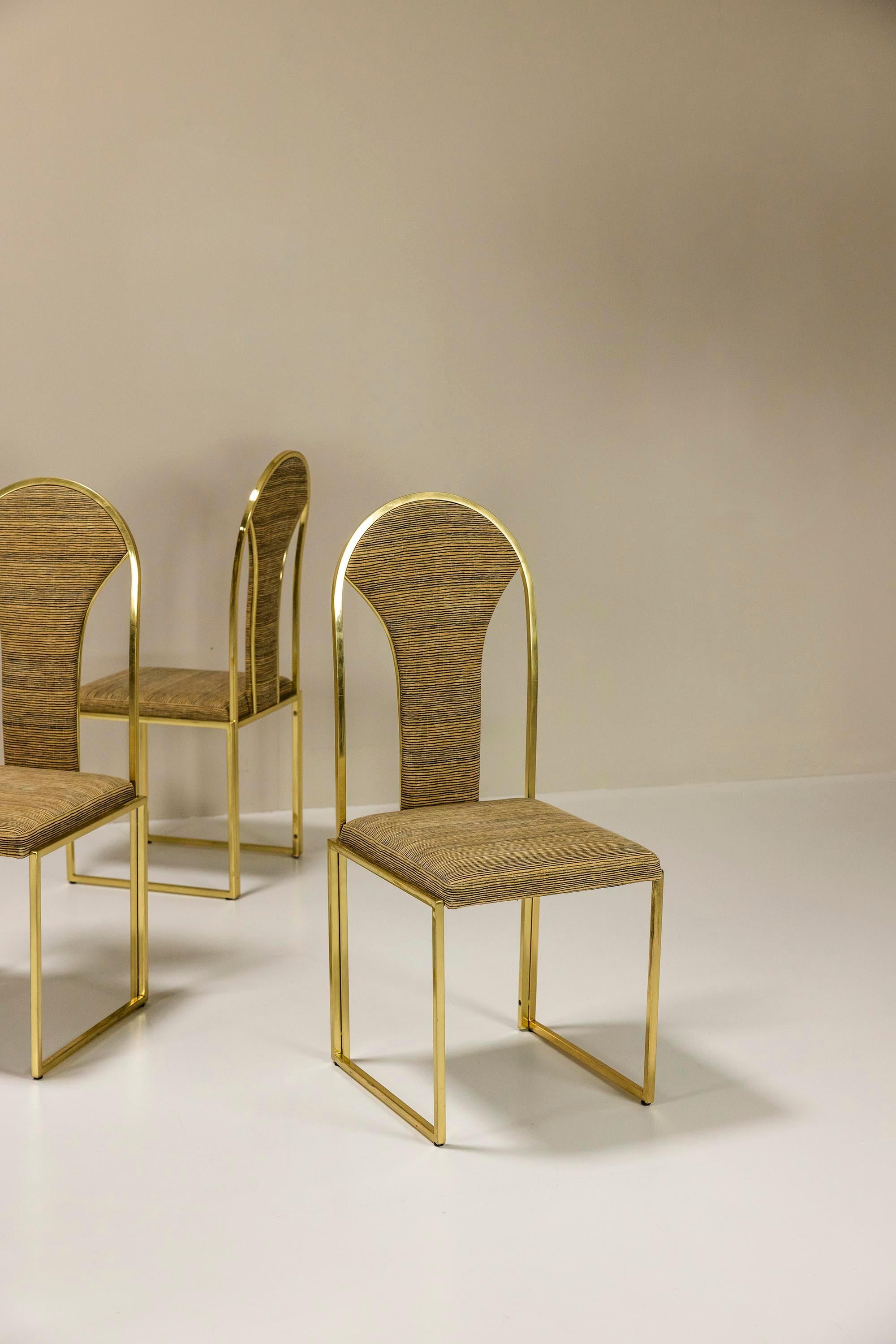 Six Hollywood Regency Dining Chairs Manufactured By Belgo Chrom, Belgium 1970's In Good Condition For Sale In Hellouw, NL