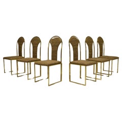 Six Hollywood Regency Dining Chairs Manufactured By Belgo Chrom, Belgium 1970's