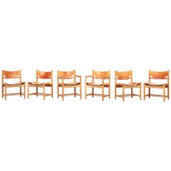 Six Hunting Dining Chairs 3237 & 3238 by Børge Mogensen for Fredericia Denmark