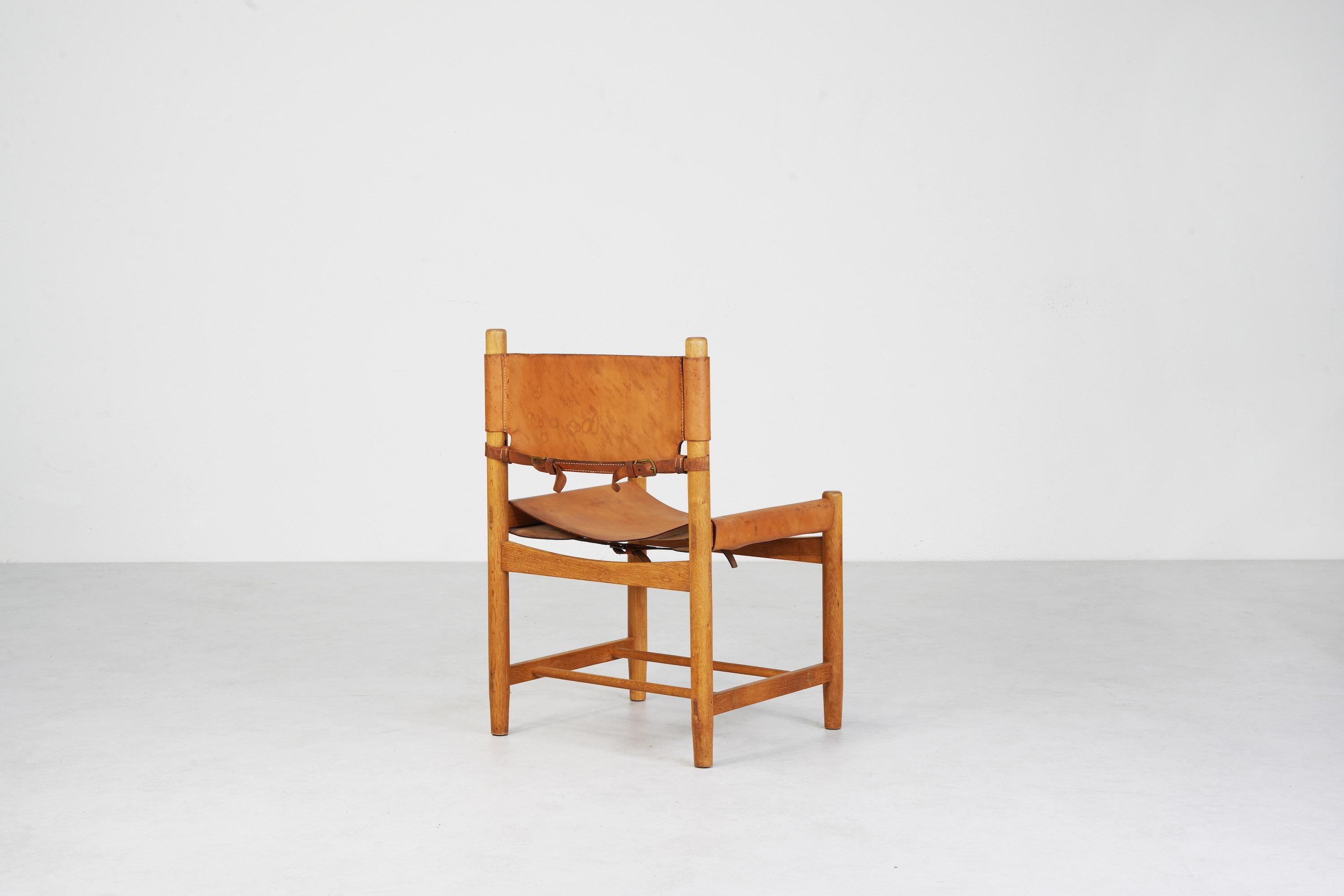 Leather Six Hunting Dining Chairs by Børge Mogensen attr. Frederica, Denmark  For Sale