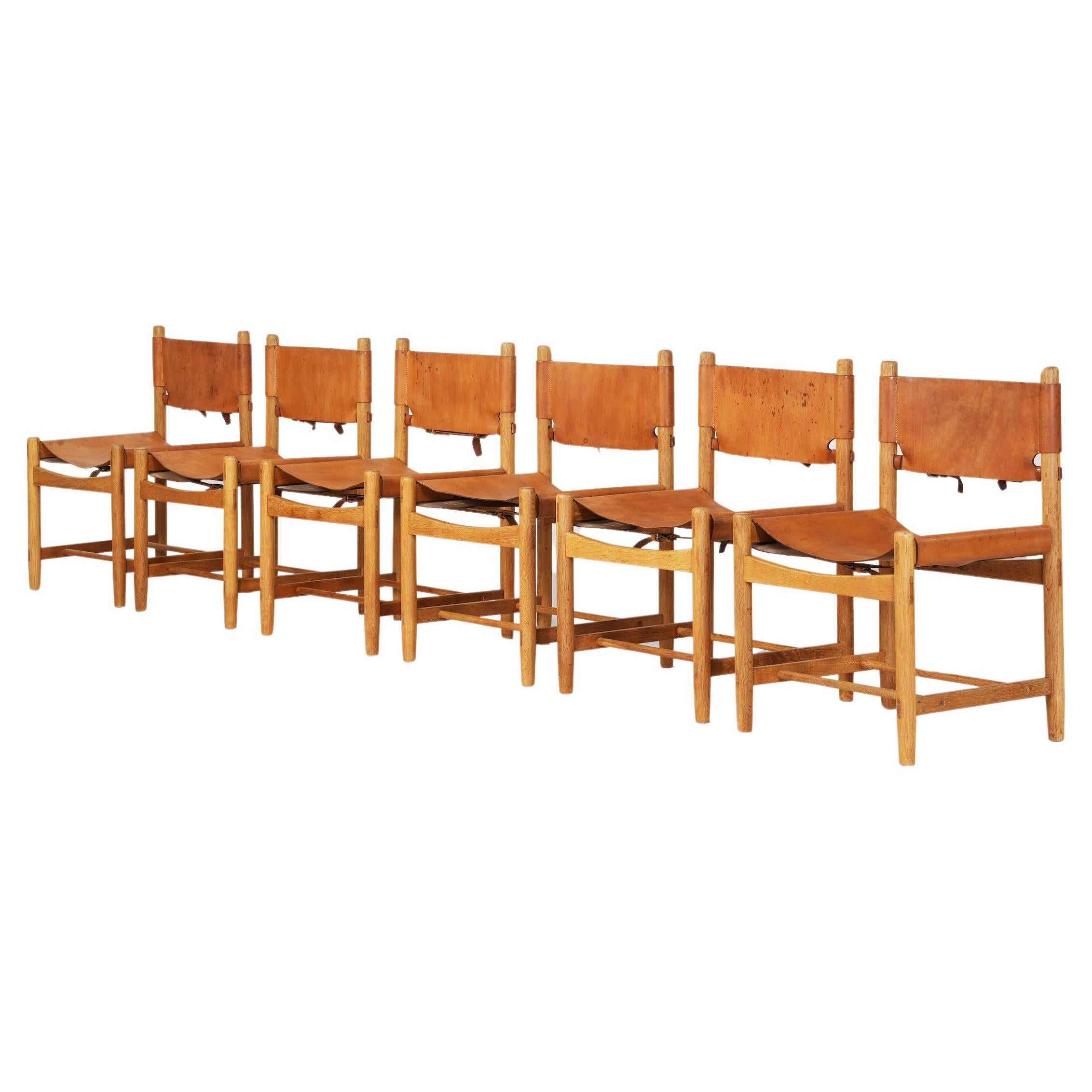 Six chaises de salle à manger de chasse par Børge Mogensen attr. Frederica, Danemark 