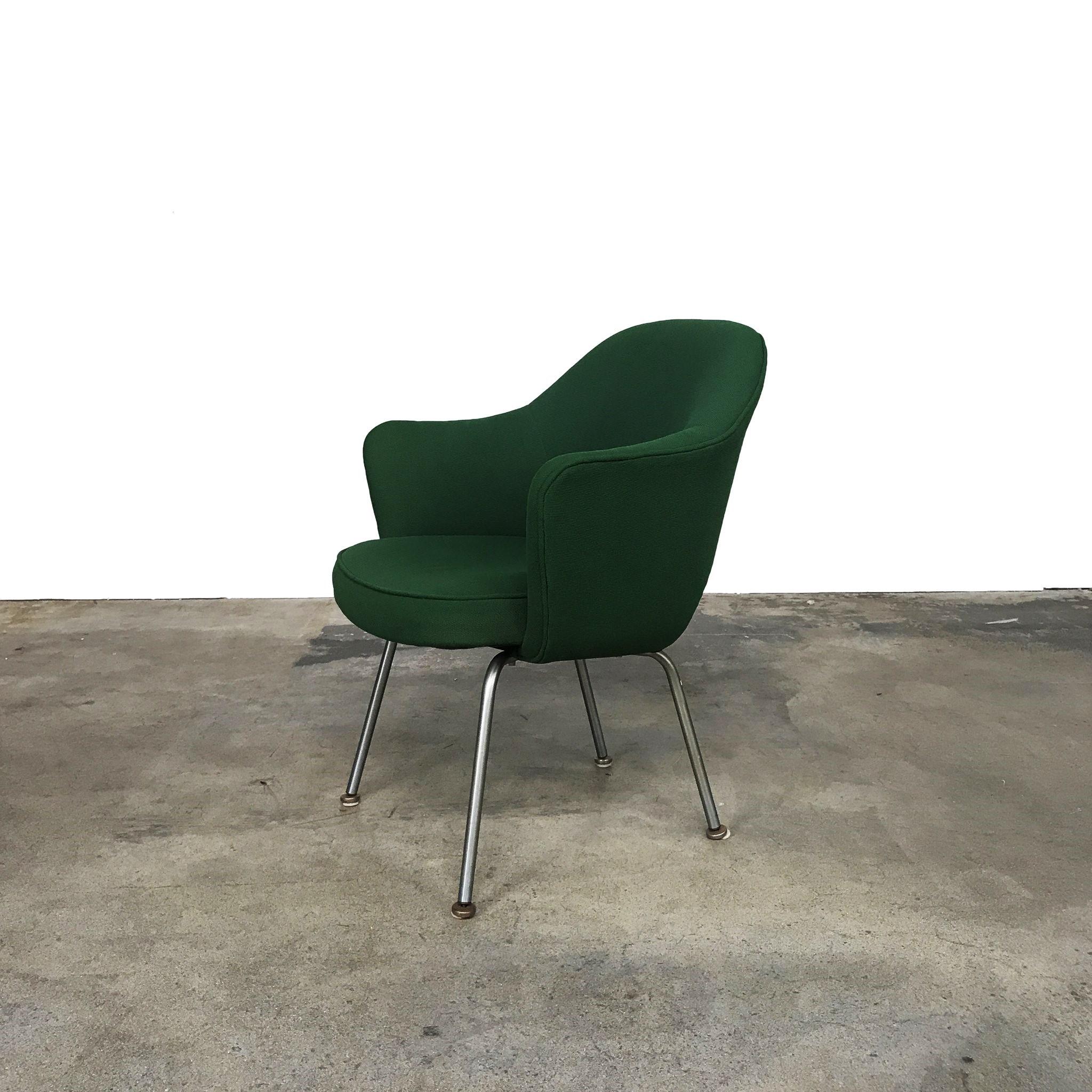 Upholstery Six Iconic Saarinen Green Executive Chairs by Knoll