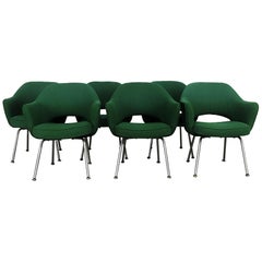 Six Iconic Saarinen Green Executive Chairs by Knoll