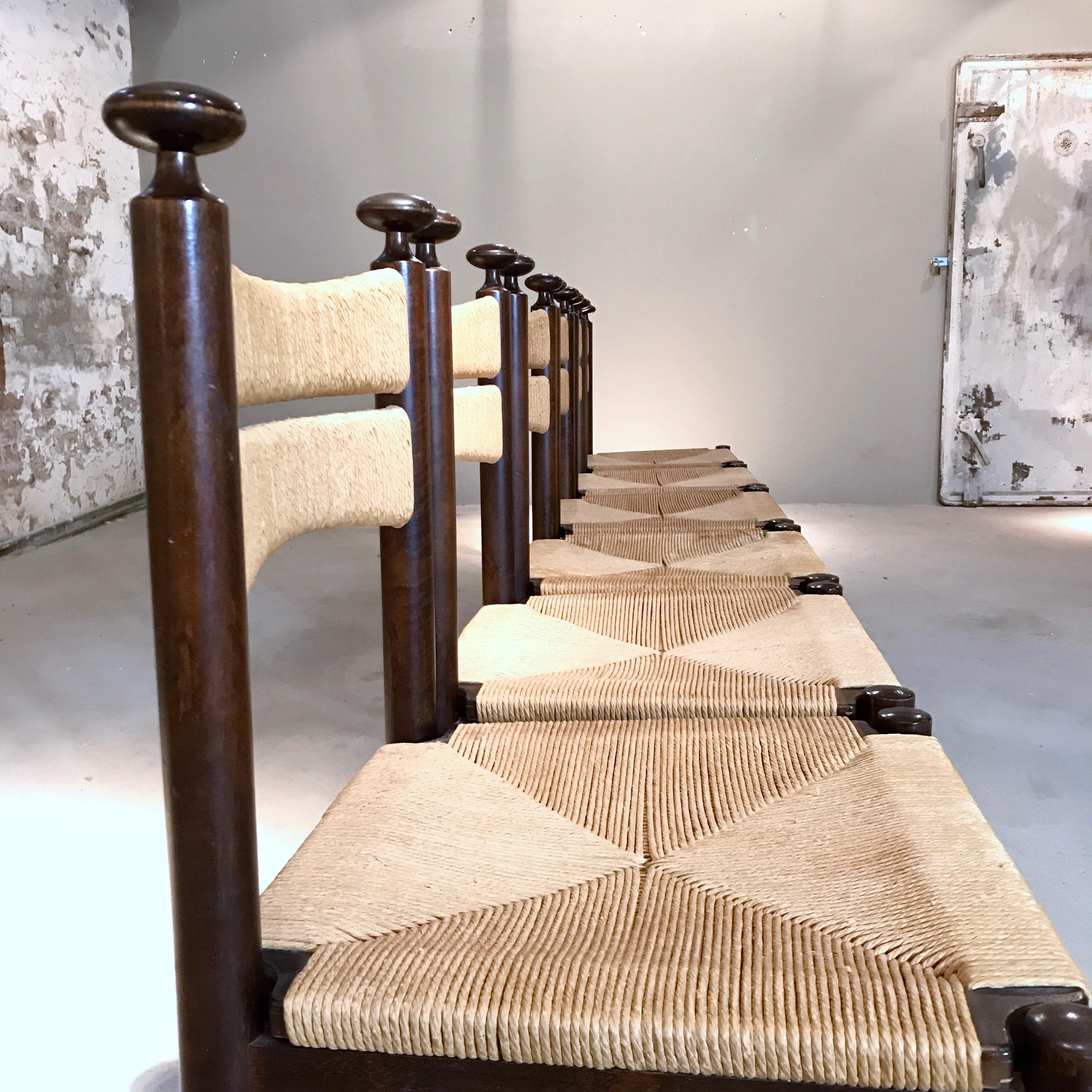 Six Ilmari Tapiovaara Midcentury Woven Rush Chairs for Asko, 1960s, Finland 4