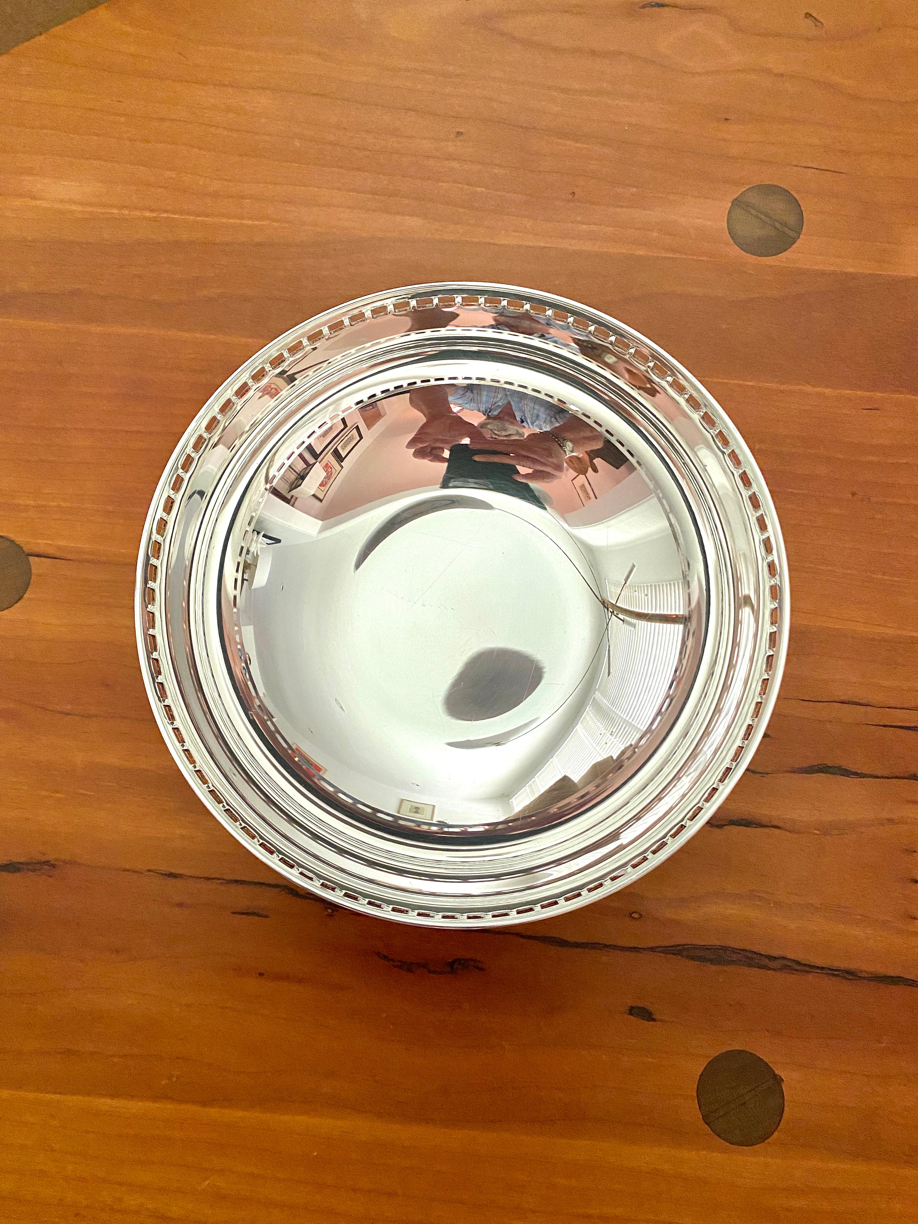 Six Inch Richard Meier Silver Plate Bowl with Grid, Swid Powell, Made in Italy 2