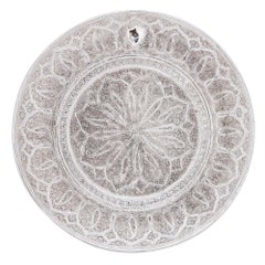 Six Indian Engraved Silver Plates with Palmette and Boteh Motifs