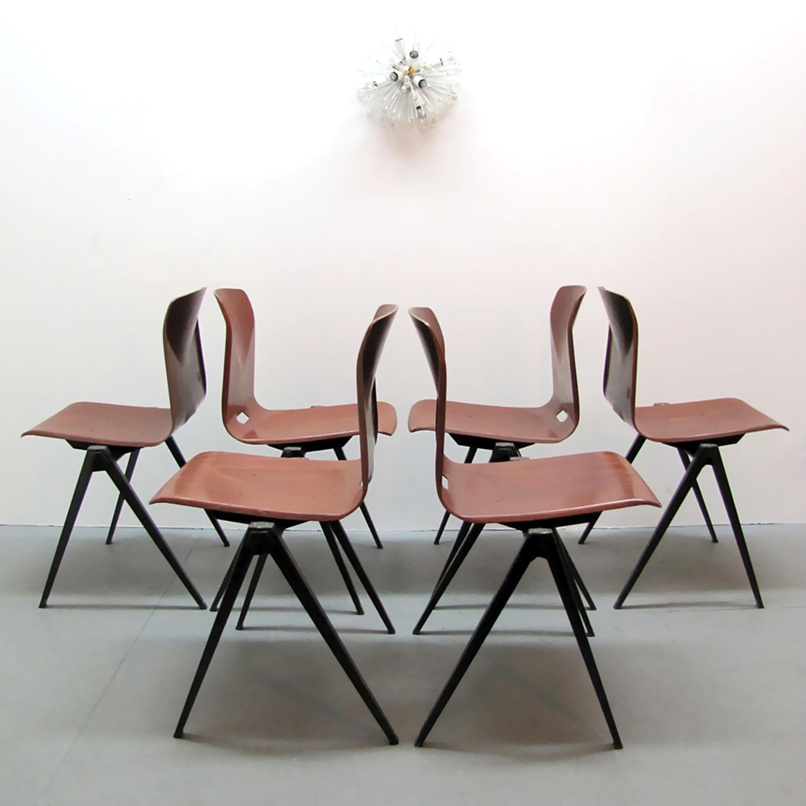 Metal Six Industrial Dining Chairs by Elmar Flötotto, 1970 For Sale