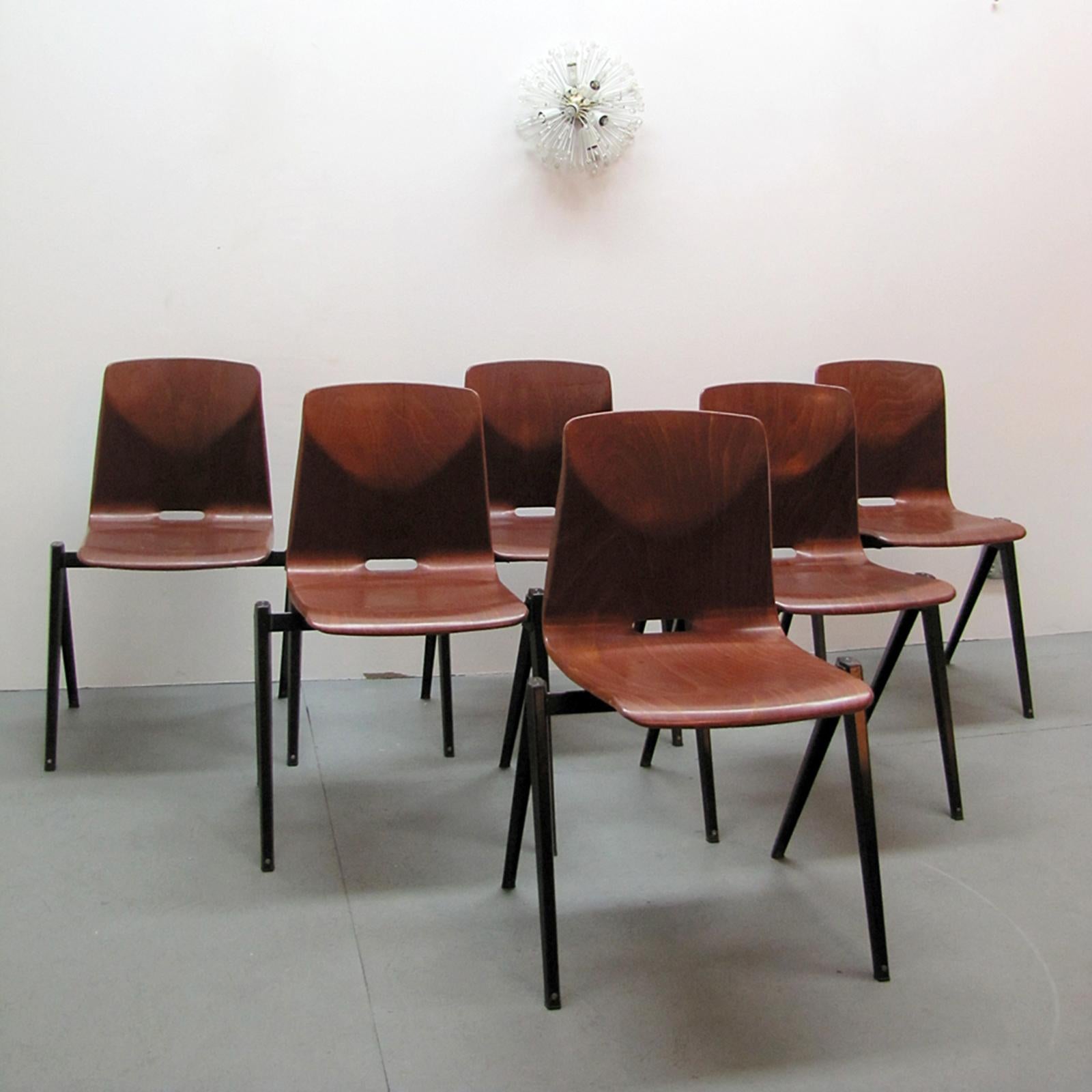Six Industrial Dining Chairs by Elmar Flötotto, 1970 For Sale 1
