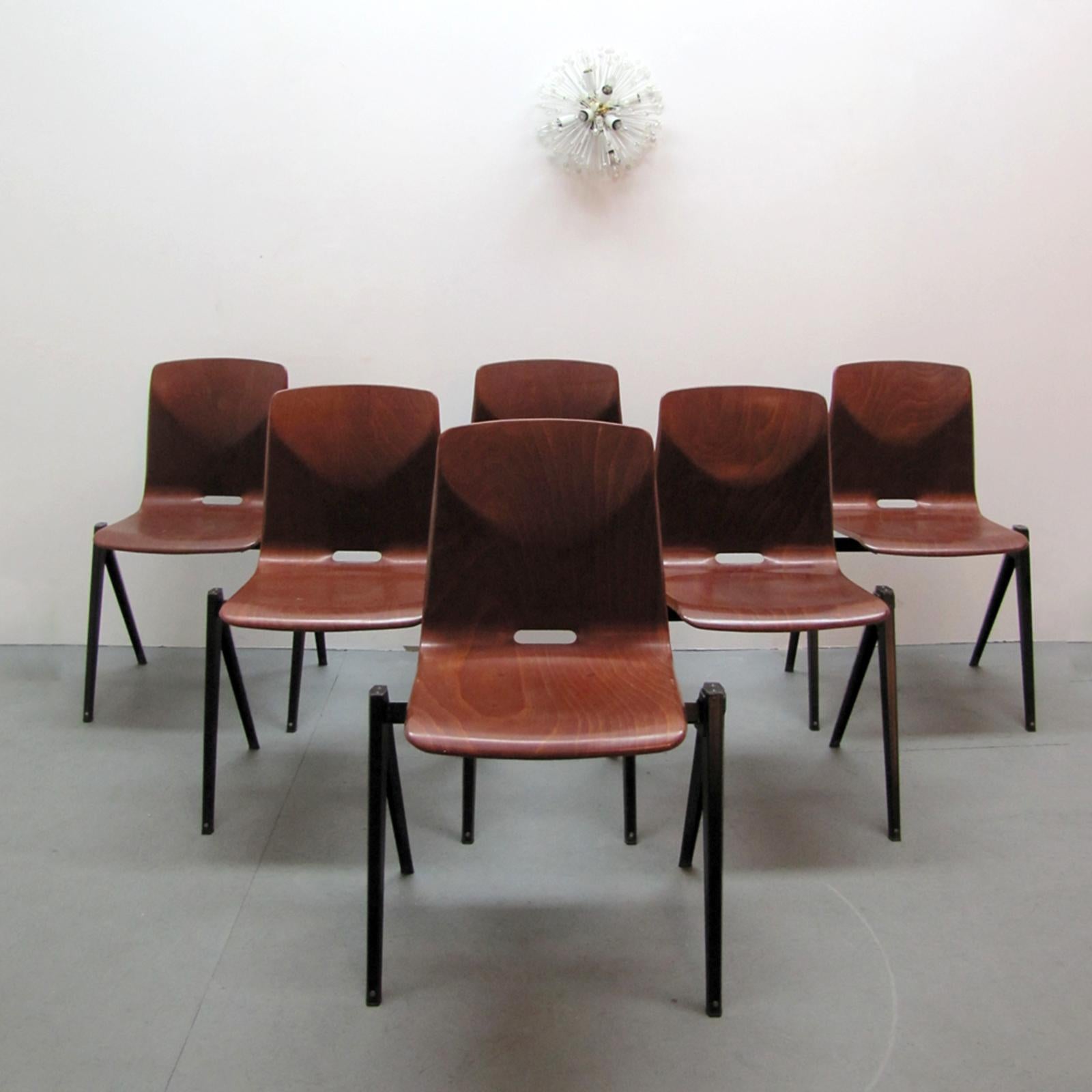 Six Industrial Dining Chairs by Galvanitas, 1960 For Sale 2