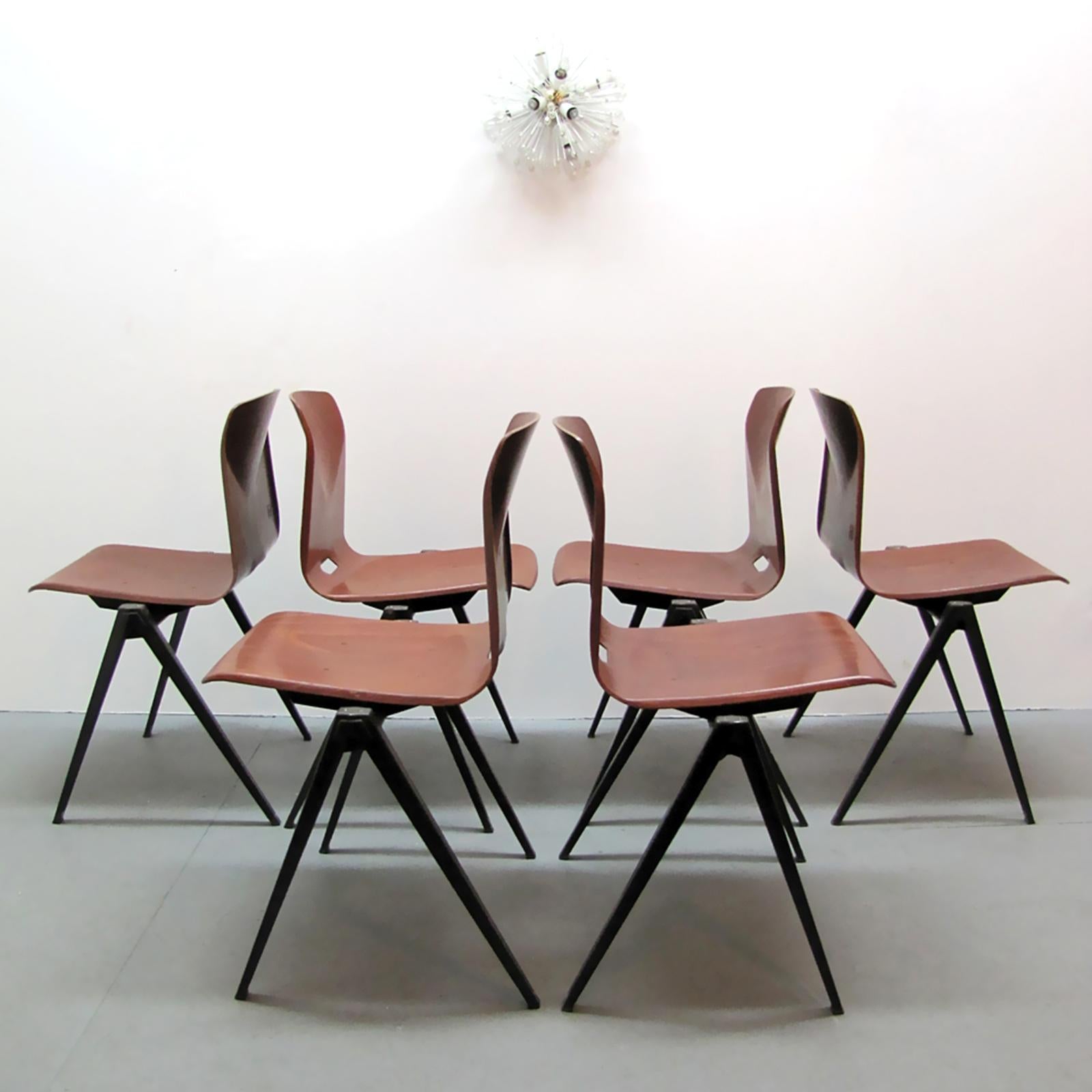 Metal Six Industrial Dining Chairs by Galvanitas, 1960 For Sale