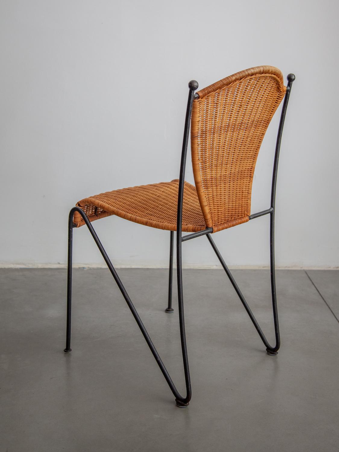 Six Iron and Rattan Indoor and Outdoor Patio Chairs by Pipsan Saarinen Swanson 4