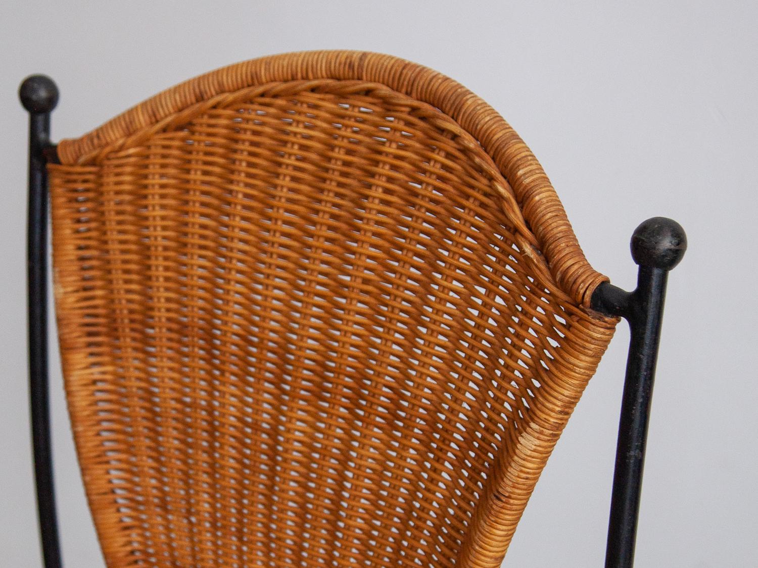 Six Iron and Rattan Indoor and Outdoor Patio Chairs by Pipsan Saarinen Swanson 6