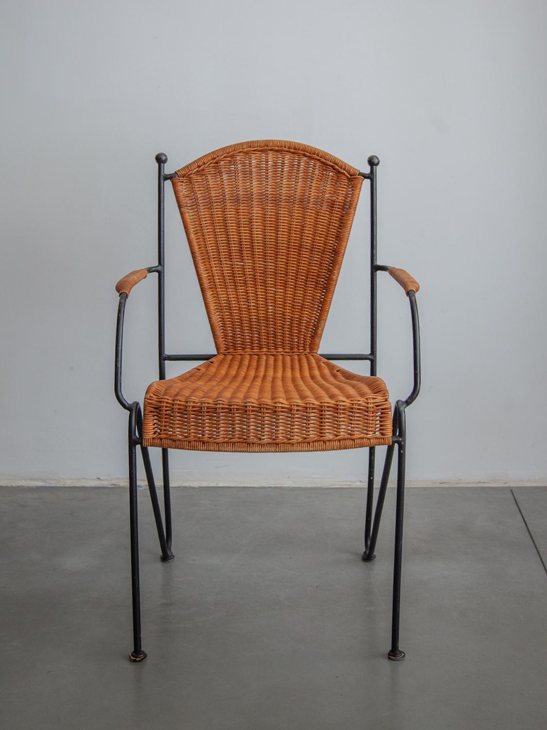 Six Iron and Rattan Indoor and Outdoor Patio Chairs by Pipsan Saarinen Swanson 11