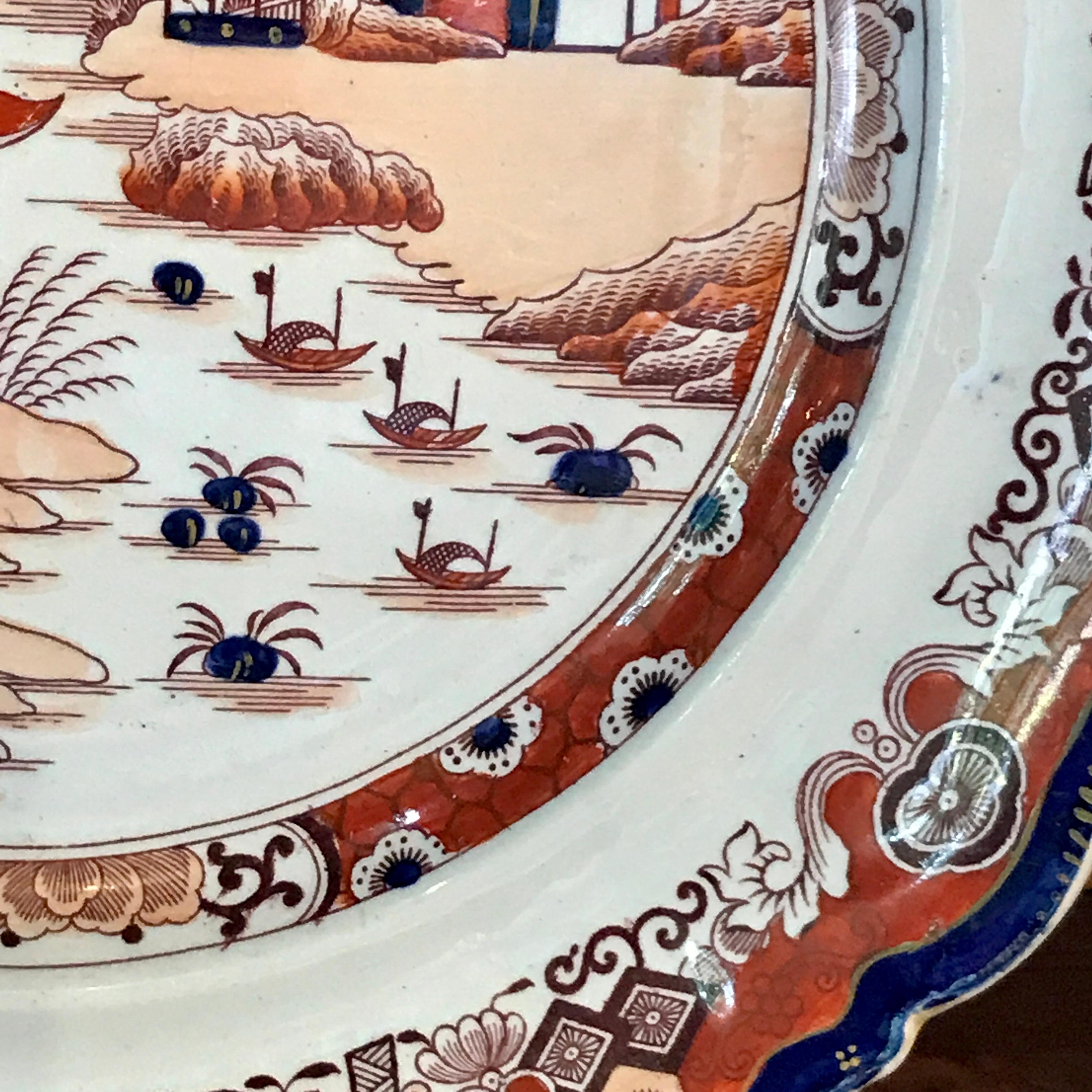 Anglais Six assiettes plates chinoises en pierre de fer 