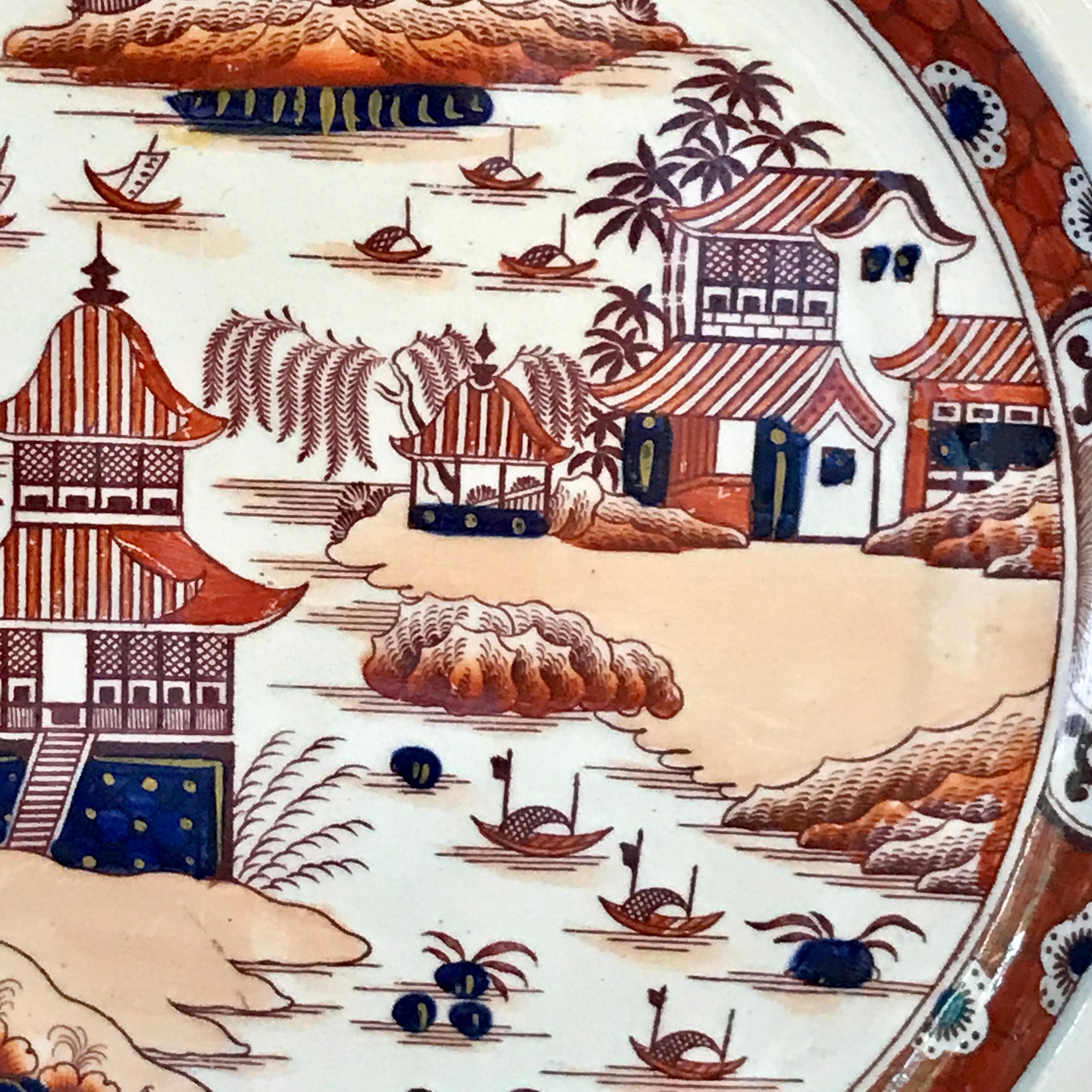 Six assiettes plates chinoises en pierre de fer 