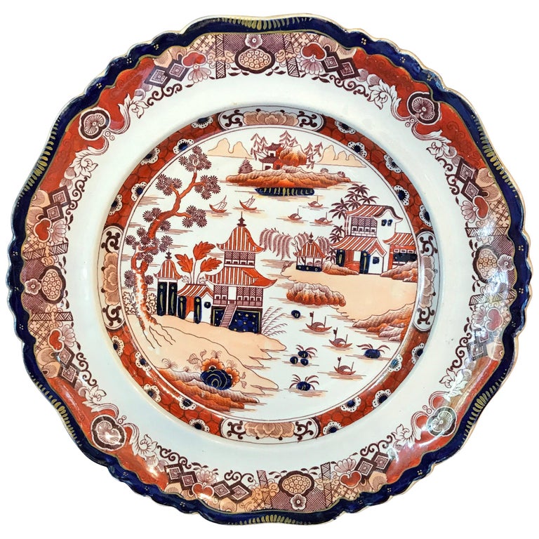 Six Iron Red Masons Ironstone Chinoiserie Dinner Plates at 1stDibs