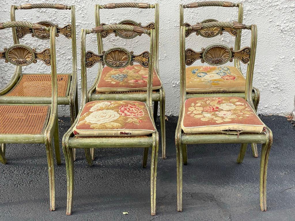 Six Italian 19th Century Painted Side Chairs with Shell-Carved Back In Good Condition In Doylestown, PA
