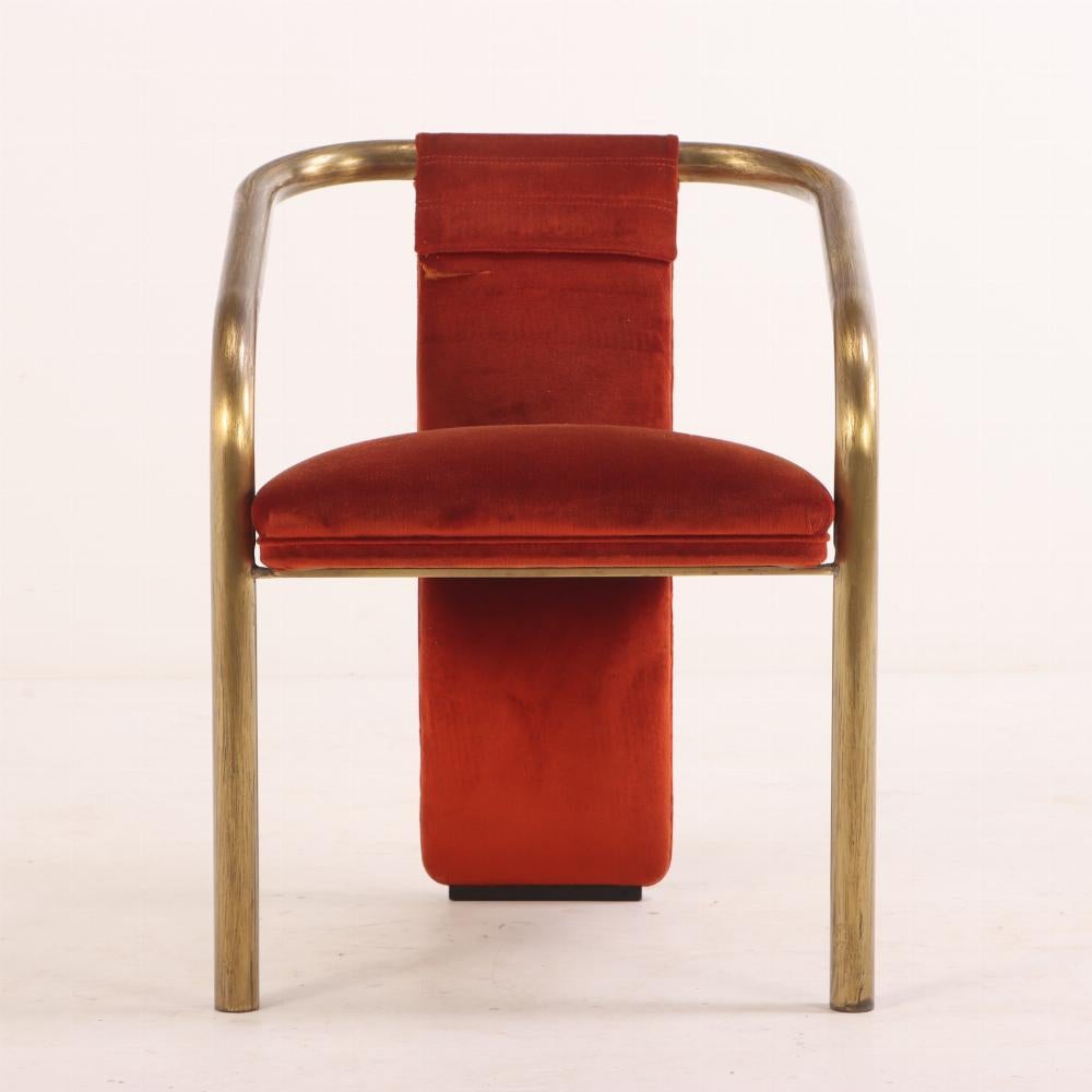 Ottone Sei sedie italiane in ottone e imbottite, C.C. 1965. in vendita