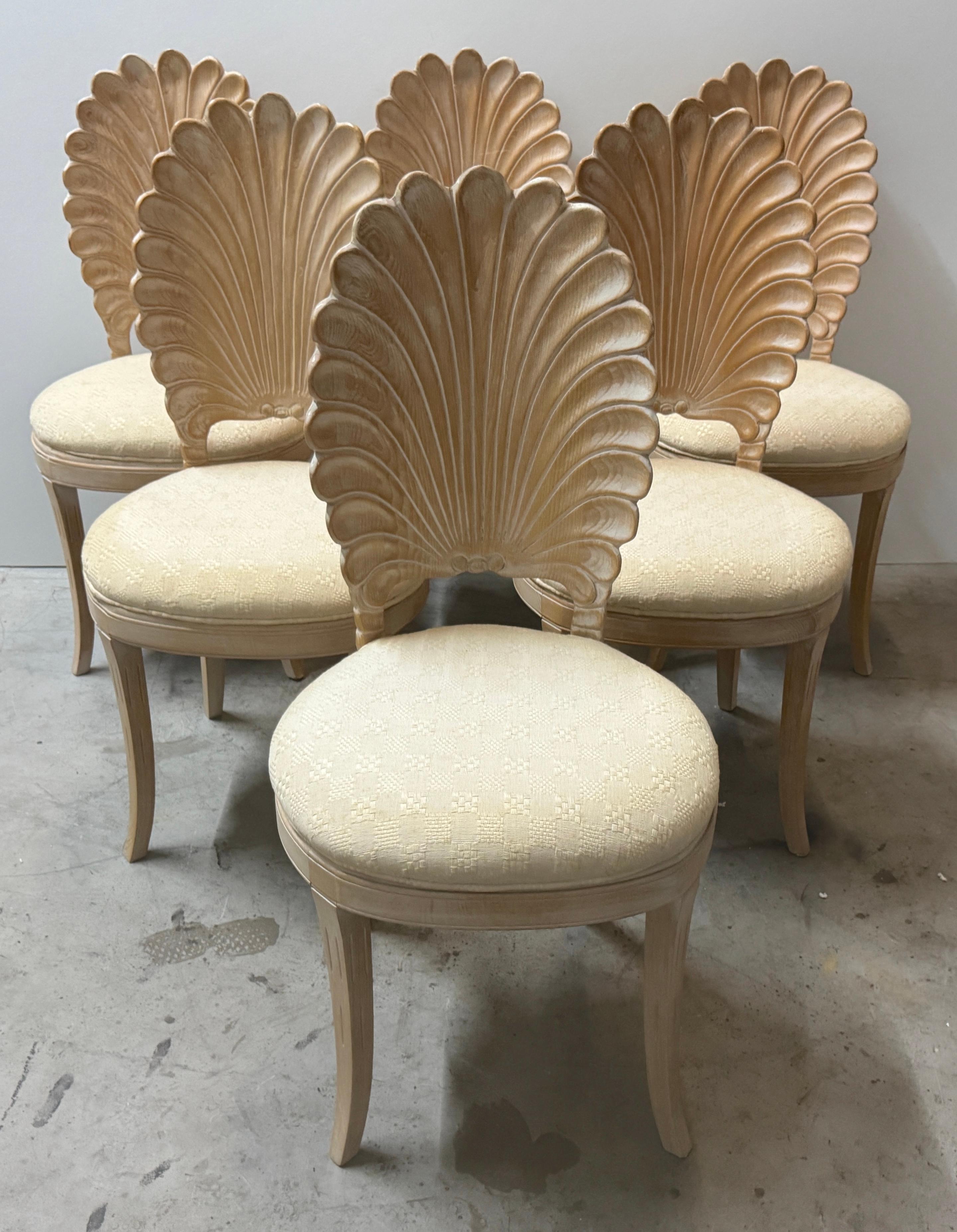 European Six Italian Carved Wood Hollywood Regency Grotto Chairs, Circa 1980 For Sale