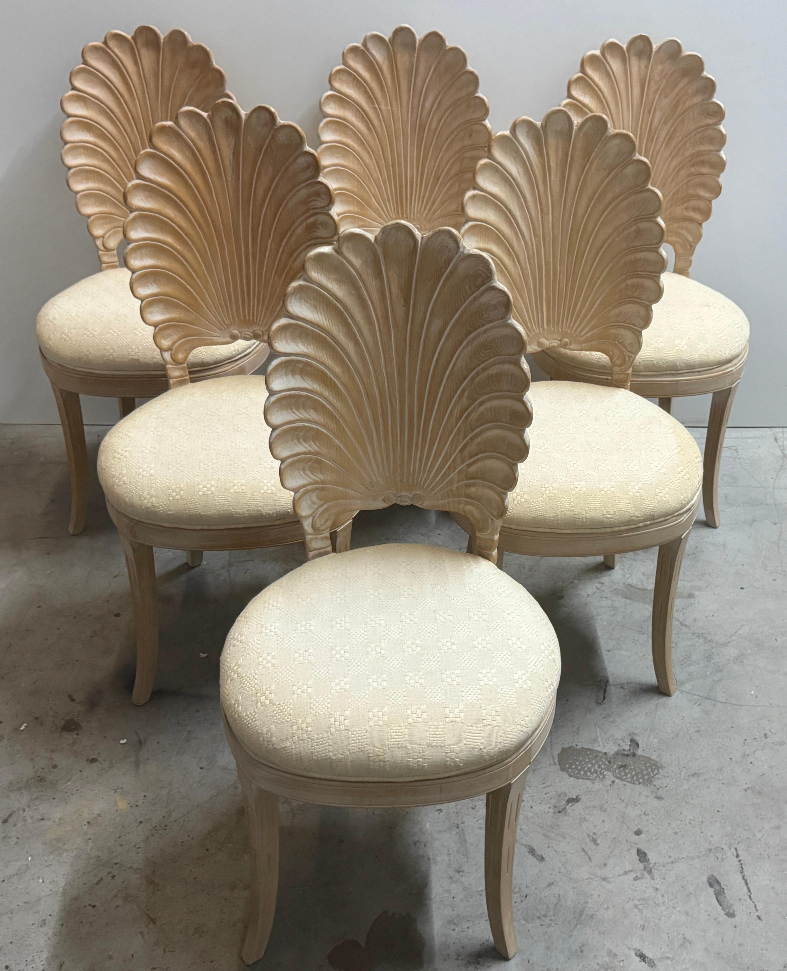 Six Italian Carved Wood Hollywood Regency Grotto Chairs, Circa 1980 In Good Condition For Sale In West Palm Beach, FL