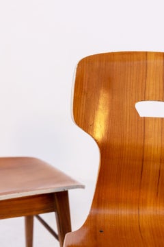 Six Italian Chairs in Curved Wood from Scuola Torinese