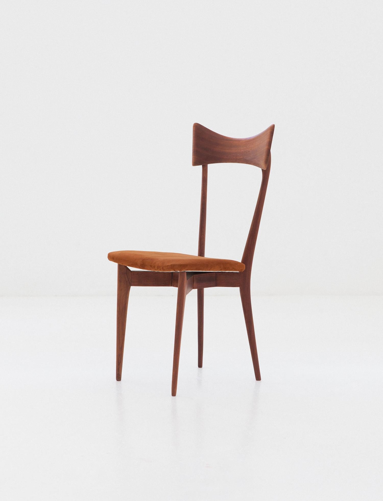 Six Italian Dining Chairs in Natural Leather and Mahogany by Ico Parisi, 1950s 5