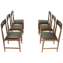 Six Italian Midcentury Dining Chairs in Black Skai, 1960s