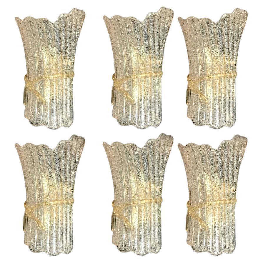 Six Italian Murano Glass Wall Sconces by Barovier & Toso 1970' For Sale