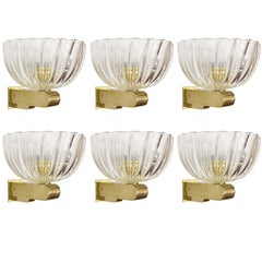 Six Scalloped Sconces by Barovier e Toso