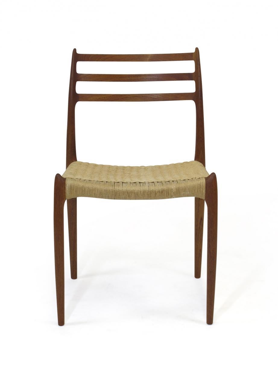 Mid-20th Century Six JL Møller Model 62, 78 Carver Dining Chairs in Teak and Papercord