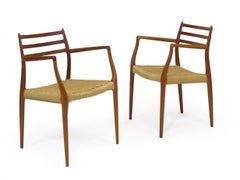 Six JL Møller Model 62, 78 Carver Dining Chairs in Teak and Papercord