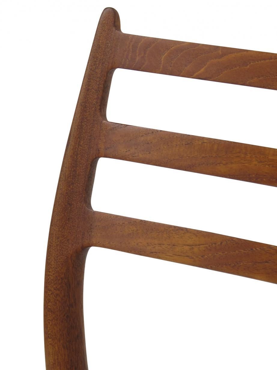 Danish Six JL Møller Model 62, 78 Carver Dining Chairs in Teak and Papercord