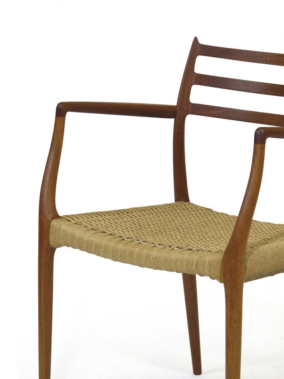 Oiled Six JL Møller Model 62, 78 Carver Dining Chairs in Teak and Papercord
