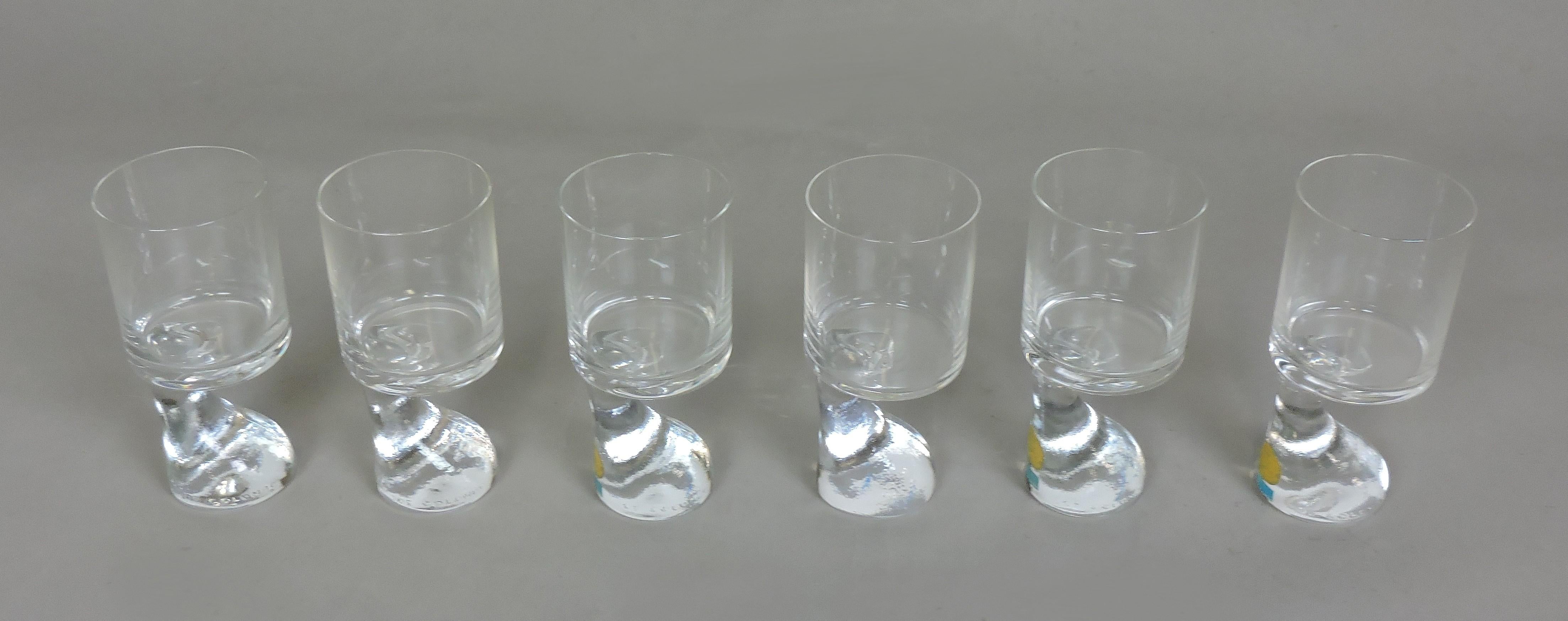 Crystal Six Joe Colombo Assimetrico Smoke Mid-Century Modern Drinking Glasses