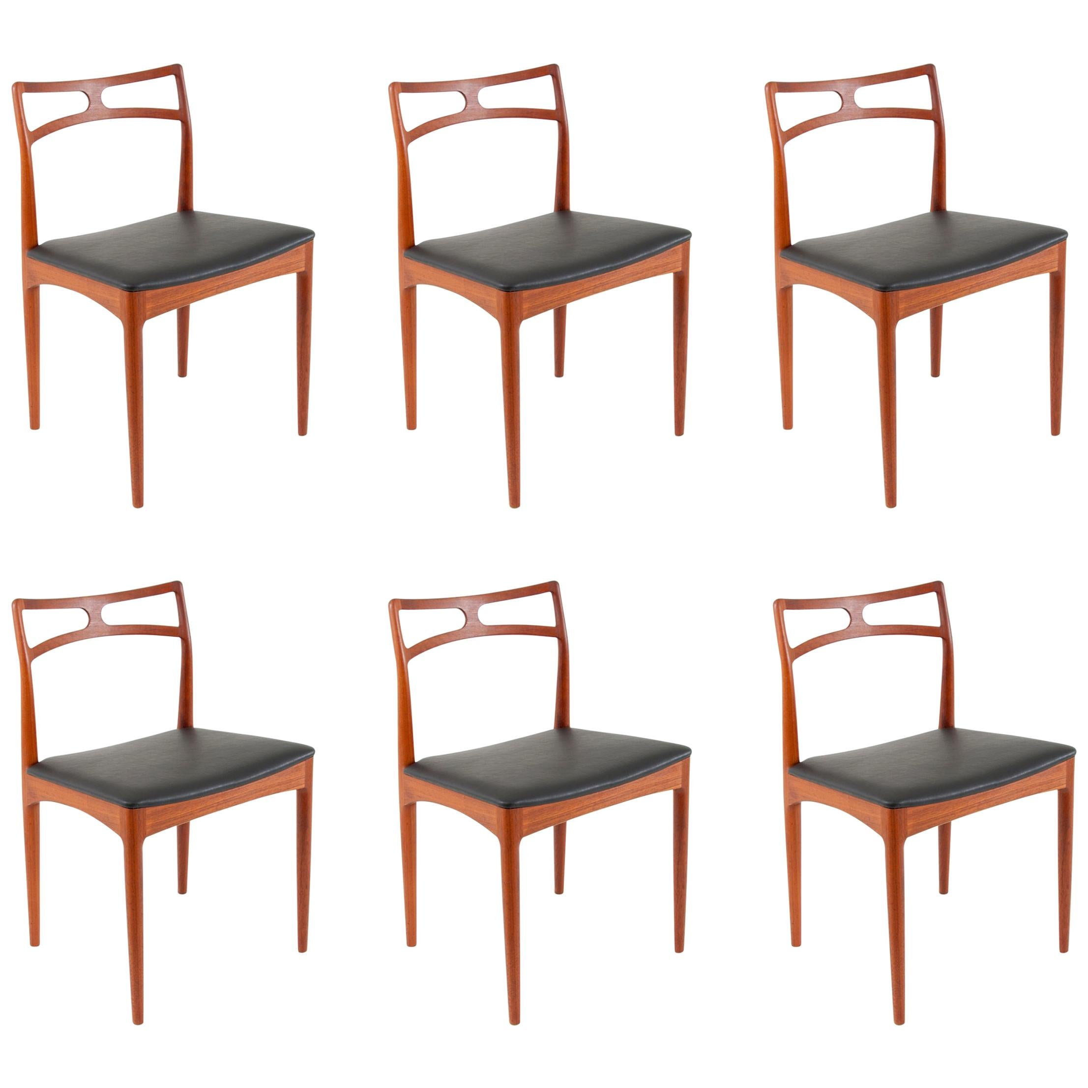 Six Johannes Andersen Danish Modern Teak Dining Chairs, Christian Linneberg