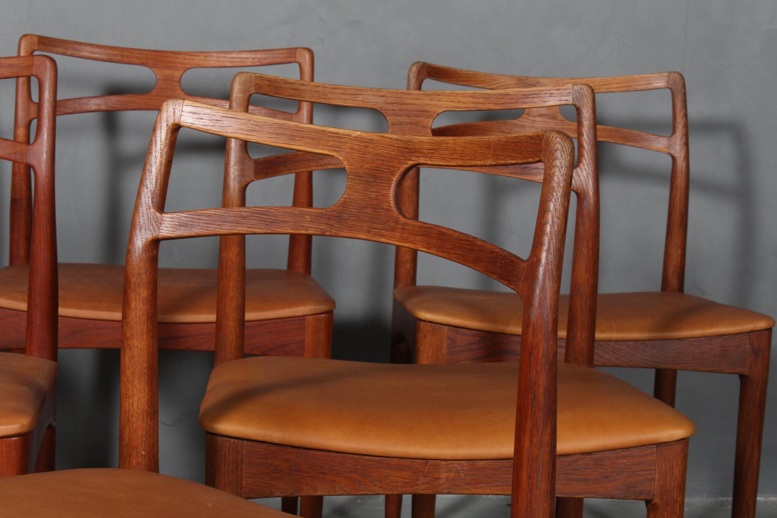 Scandinavian Modern Six Johannes Andersen Teak Dining Chairs, Model 96, Christian Linneberg, 1960s
