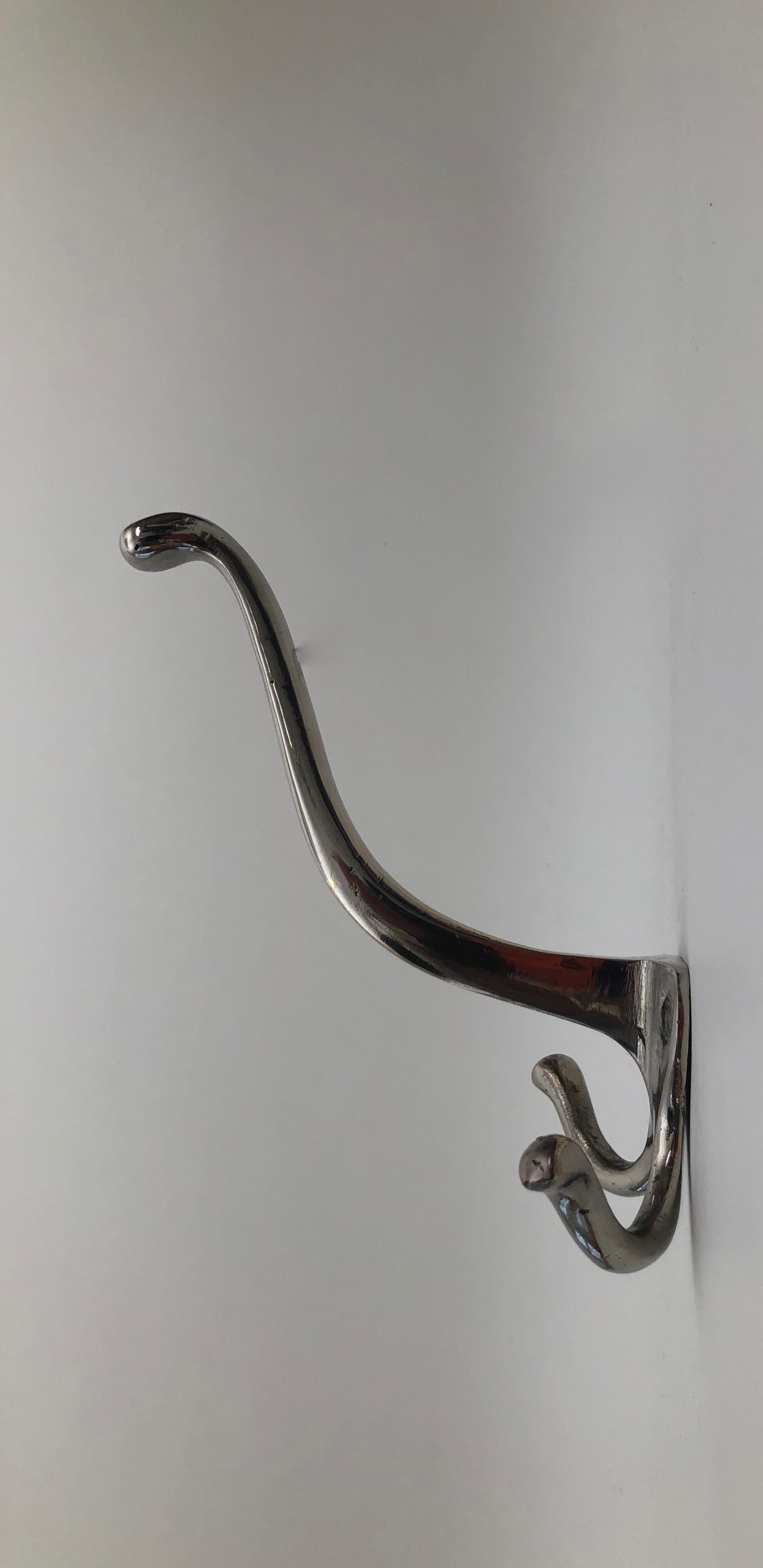Plated Six Jugendstil Coat Hooks for the Wall, Made in Austria, circa 1900