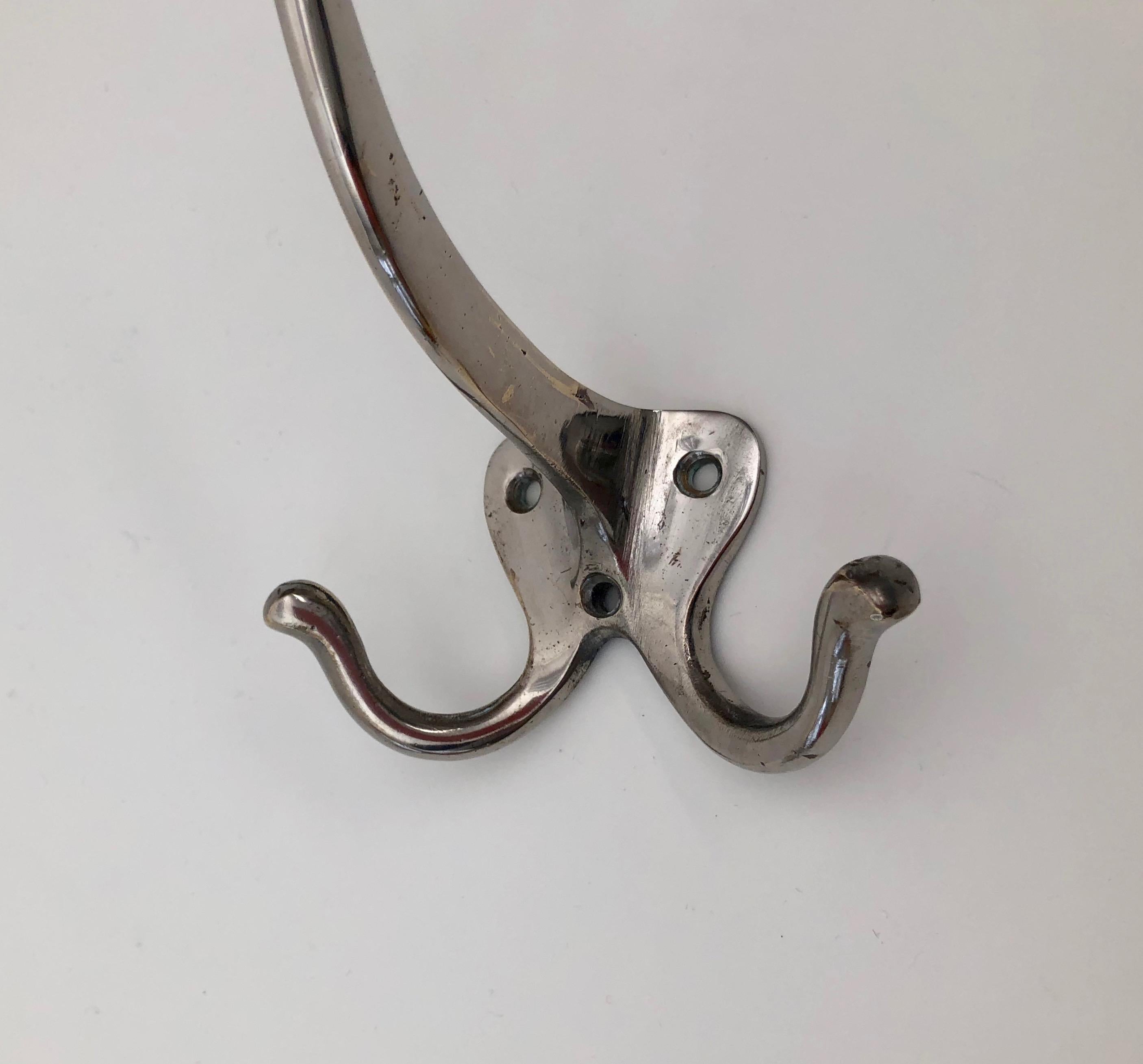 Early 20th Century Six Jugendstil Coat Hooks for the Wall, Made in Austria, circa 1900