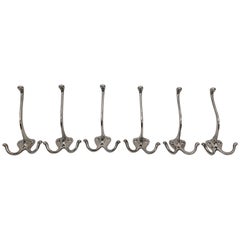 Six Jugendstil Coat Hooks for the Wall, Made in Austria, circa 1900