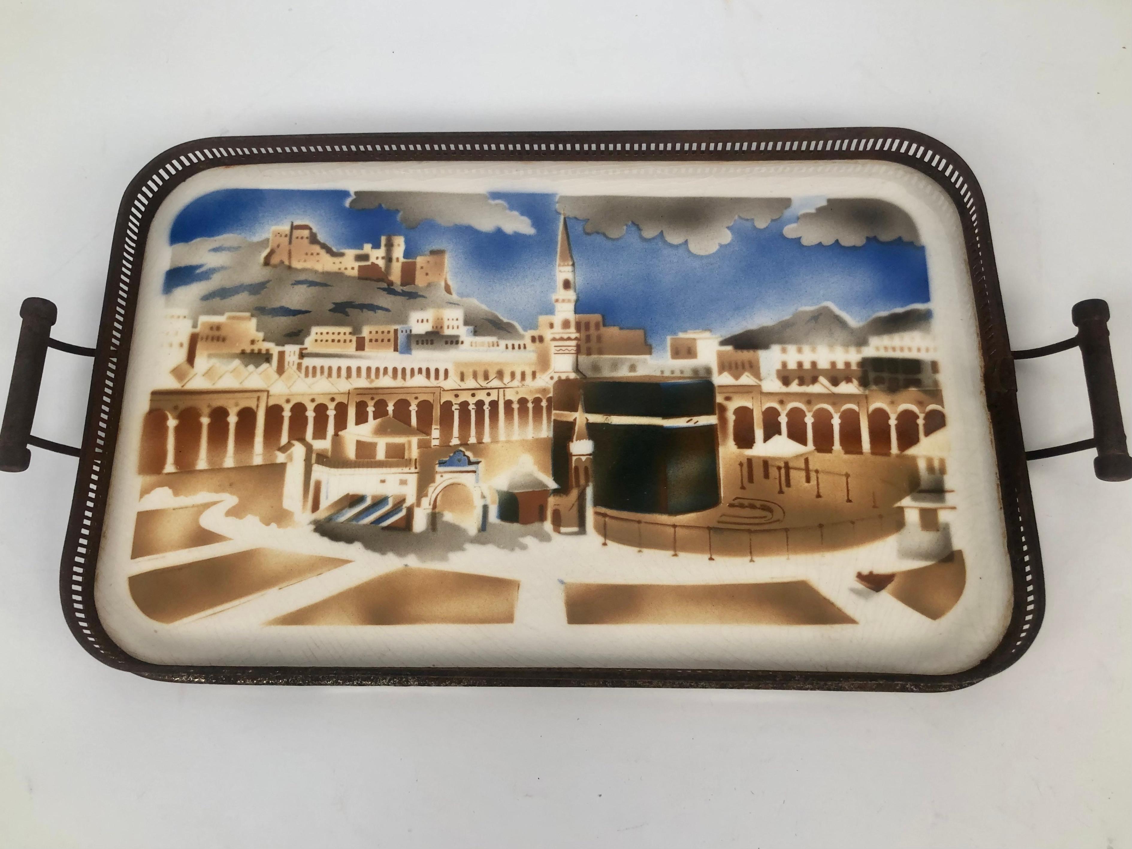 Six Jugendstil Trays Depicting Scenes from the Near East In Fair Condition For Sale In Vienna, Austria