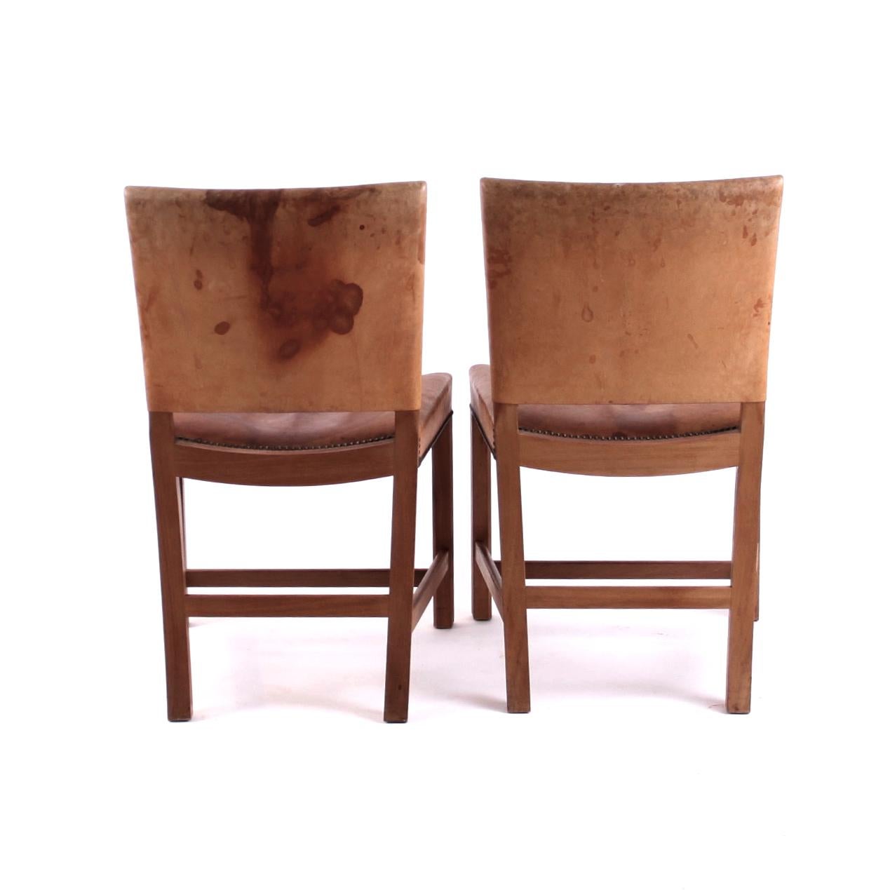 Oiled Six Kaare Klint Red Chairs, Mahogany and Original Niger Leather