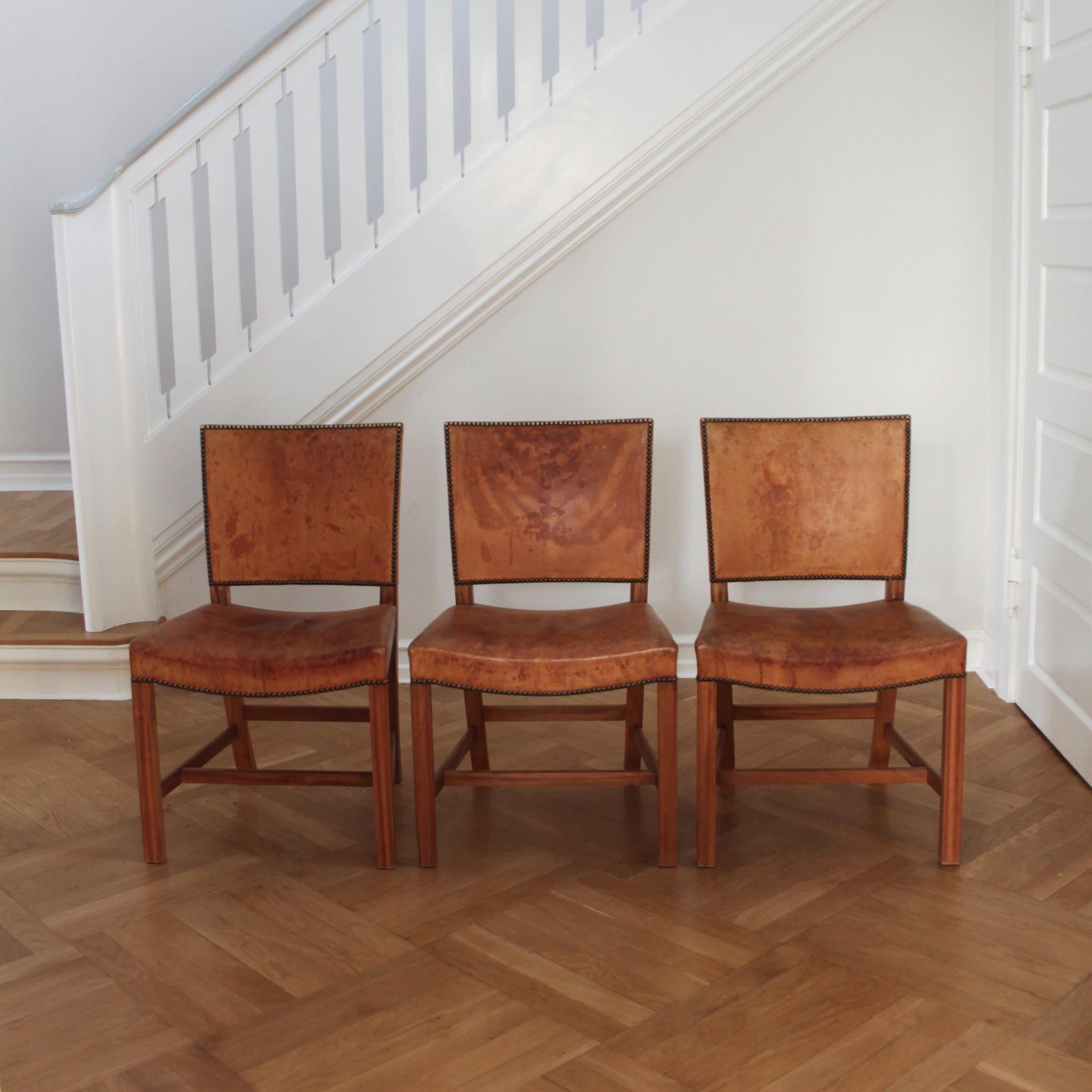 20th Century Six Kaare Klint Red Chairs, Mahogany and Original Niger Leather