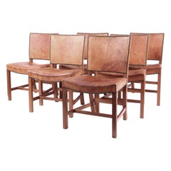 Six Kaare Klint Red Chairs, Mahogany and Original Niger Leather