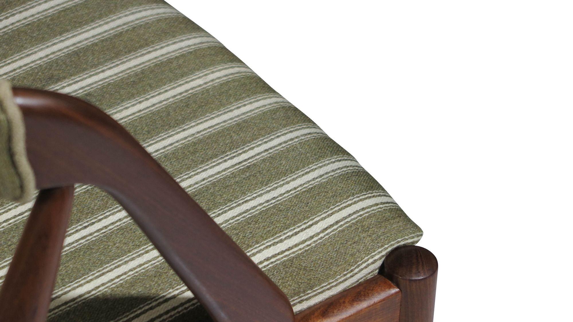 Six chaises de salle à manger danoises Kai Kristiansen en laine rayée originale en vente 2
