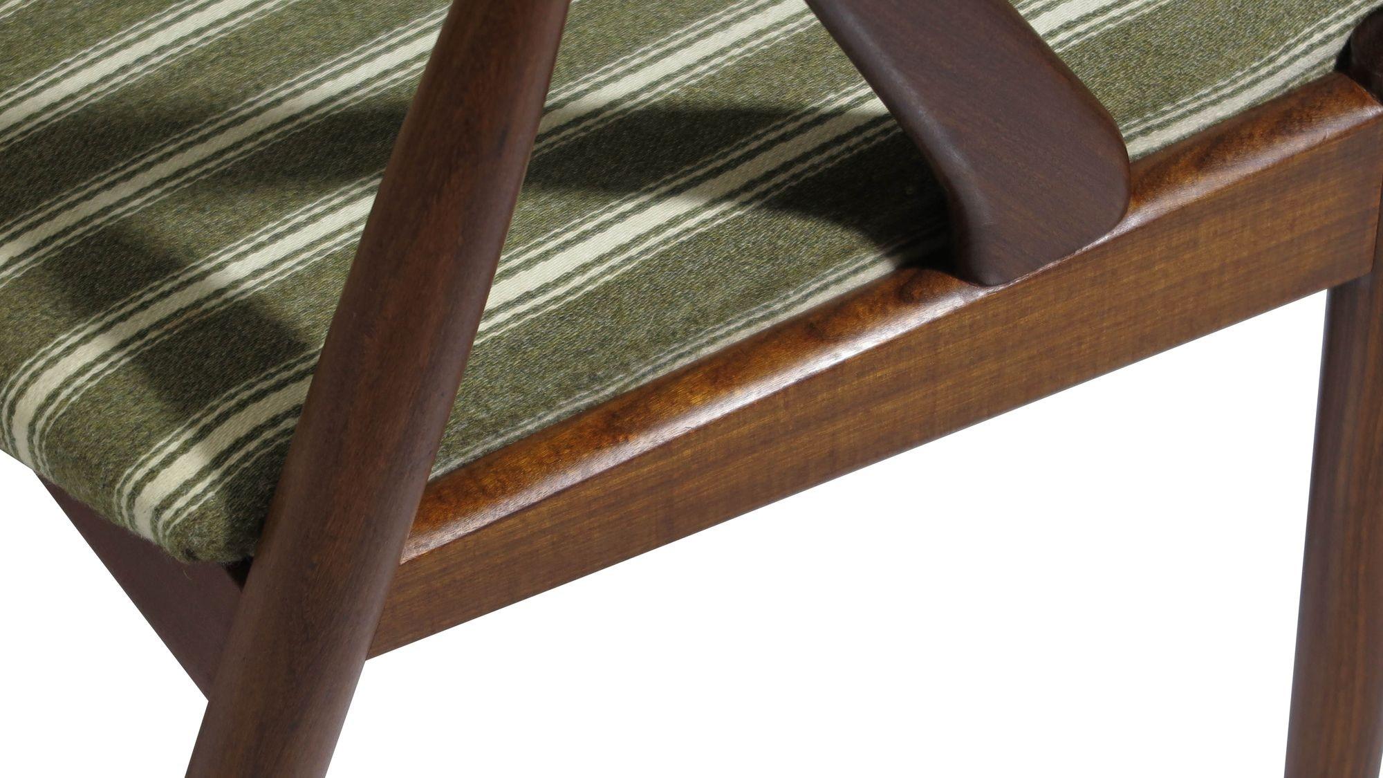 Six chaises de salle à manger danoises Kai Kristiansen en laine rayée originale en vente 1