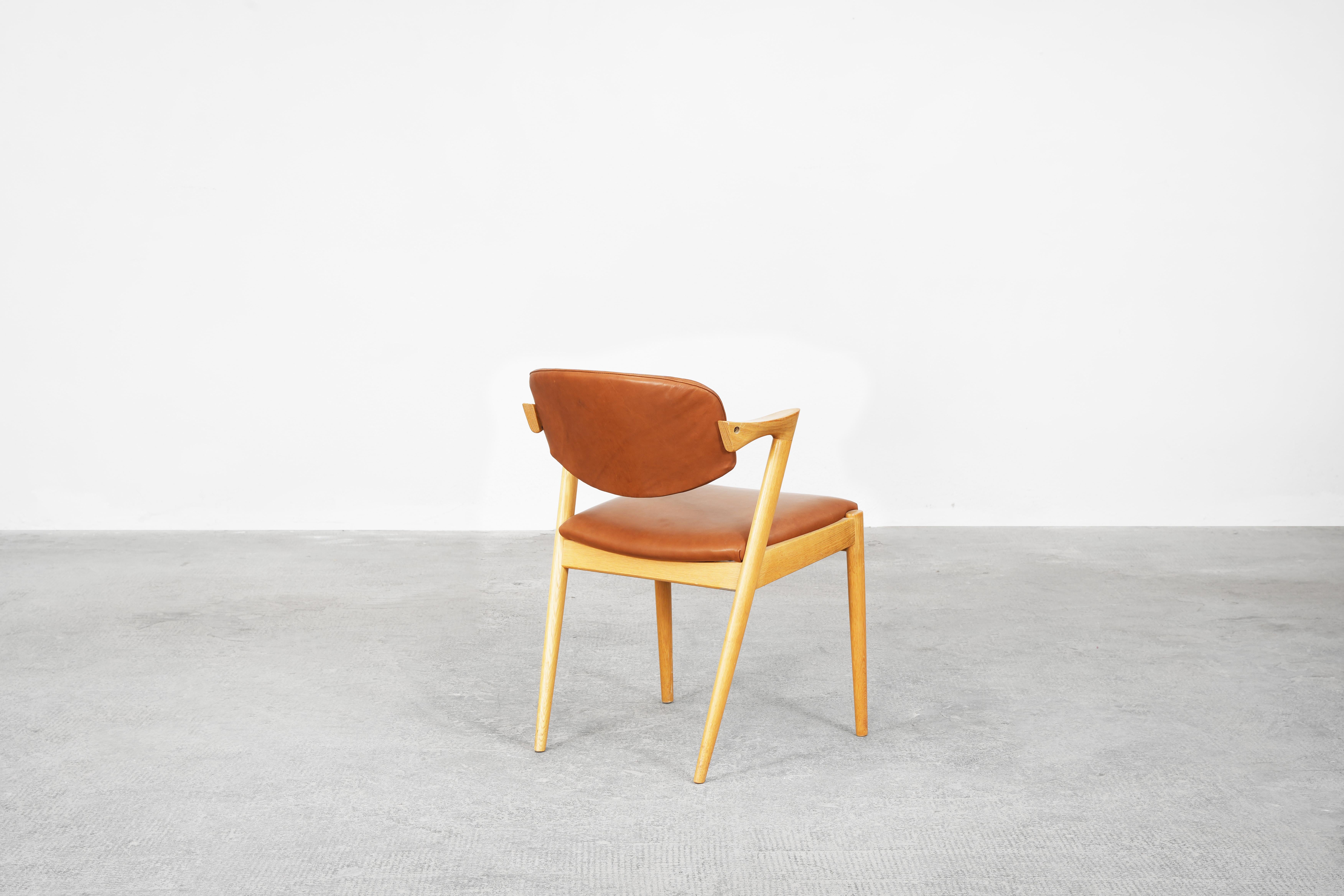 Six chaises de salle à manger Kai Kristiansen en chêne, nouvelle tapisserie S. Andersen en vente 1